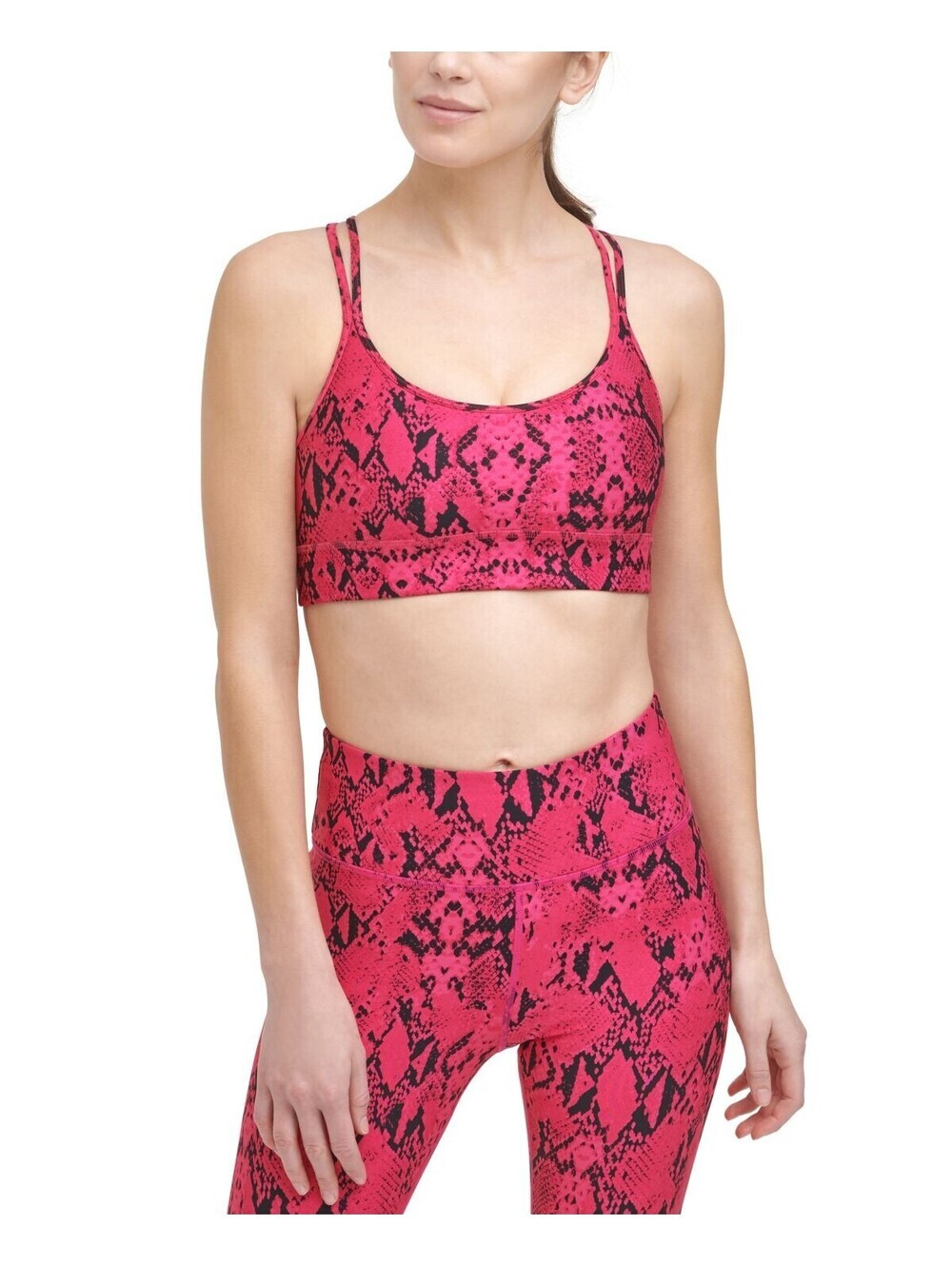DKNY Womens Sport Snake-Embossed Sports Bra Size S